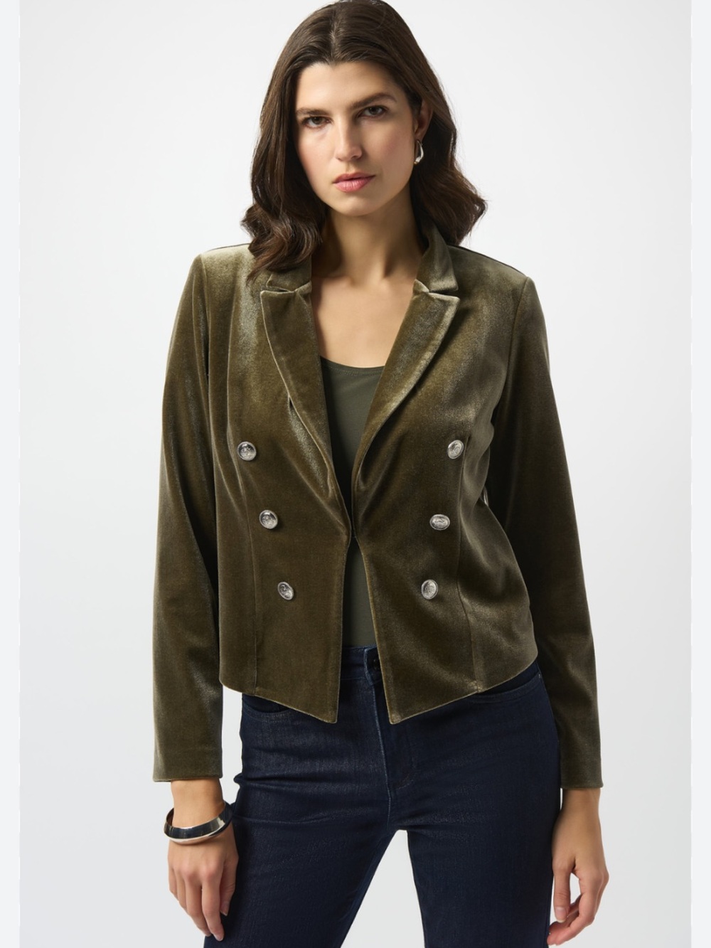 NWT Joseph Ribkoff Velvet Blazer Khaki Green Size 8